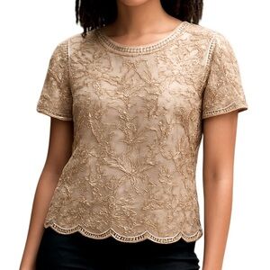 Endless Rose Beaded Floral Short Sleeve Top, Small